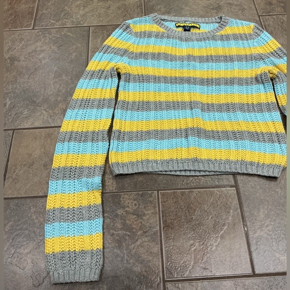 💰Make an offer, bundle and save💰 Striped Yellow,Blue and Grey Women's Sweater - Picture 2 of 5